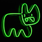 GREEN NEON BUNNY ON BLACK