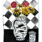 Fishes vase with spot colour