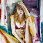 partially nude sitting