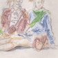 two girls outside the Pompidou centre paris '89