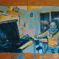 Kitchen in the electric light