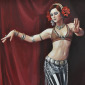 Dancer on Dark Red